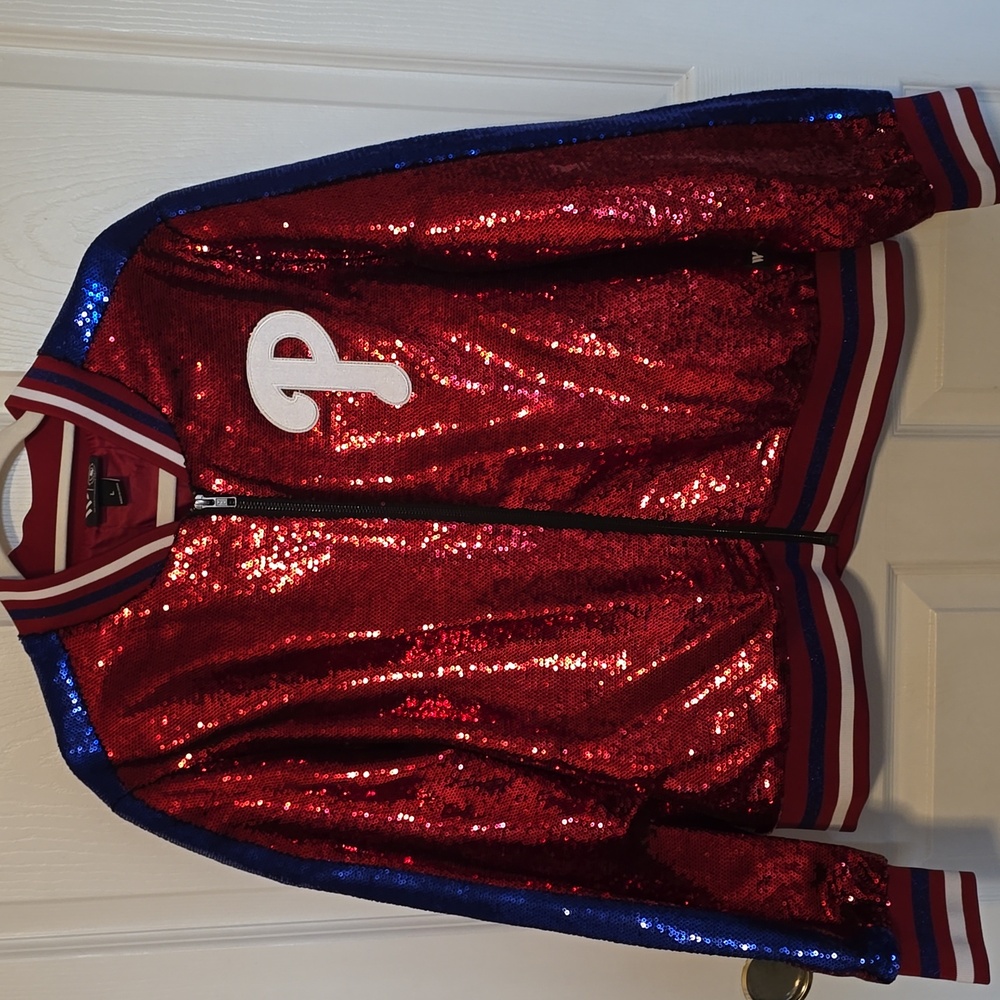 Anthropologie x Philadelphia Phillies New Sequin Bomber Jacket Large L - Picture 6 of 9